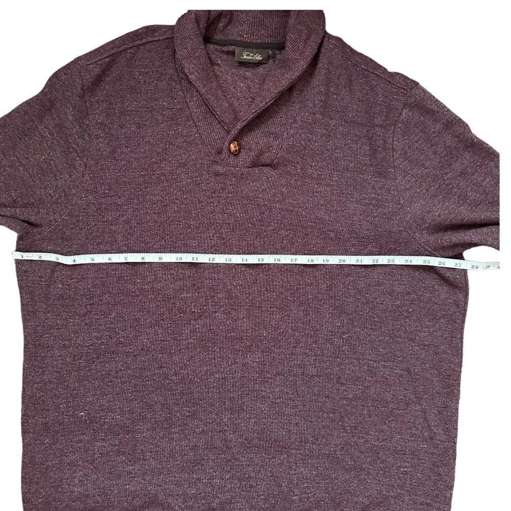 Tasso Elba Burgundy French Ribbed Marled Shawl Collar Pullover Sweater SZ 2XL